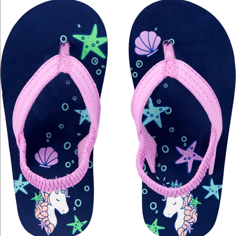 Girls unicorn flip flops